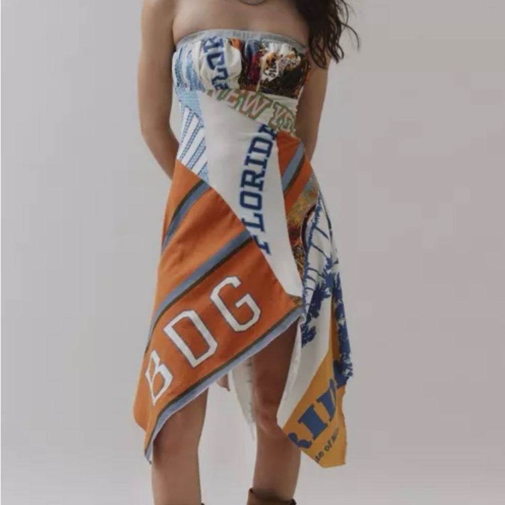 BDG Asymmetrical Skirt in Orange and Blue